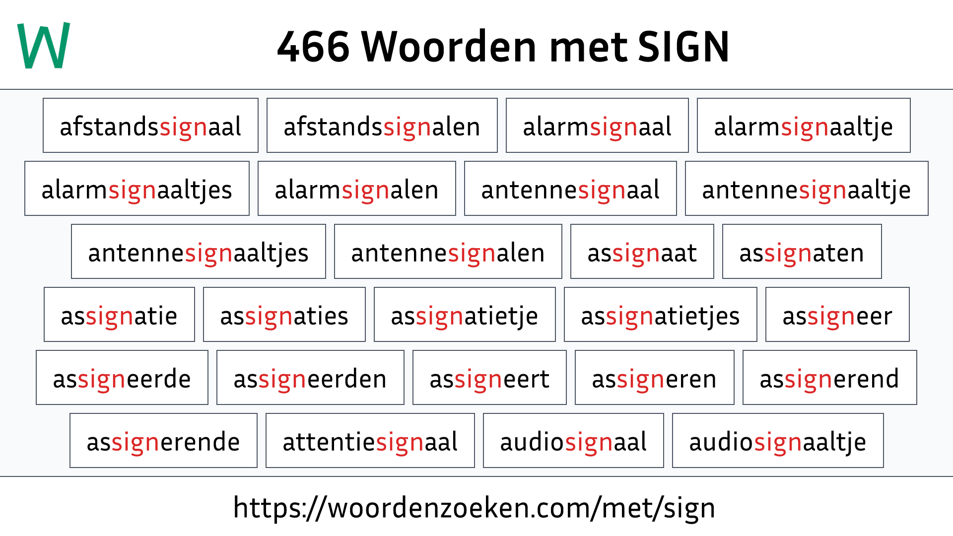 Woorden met SIGN