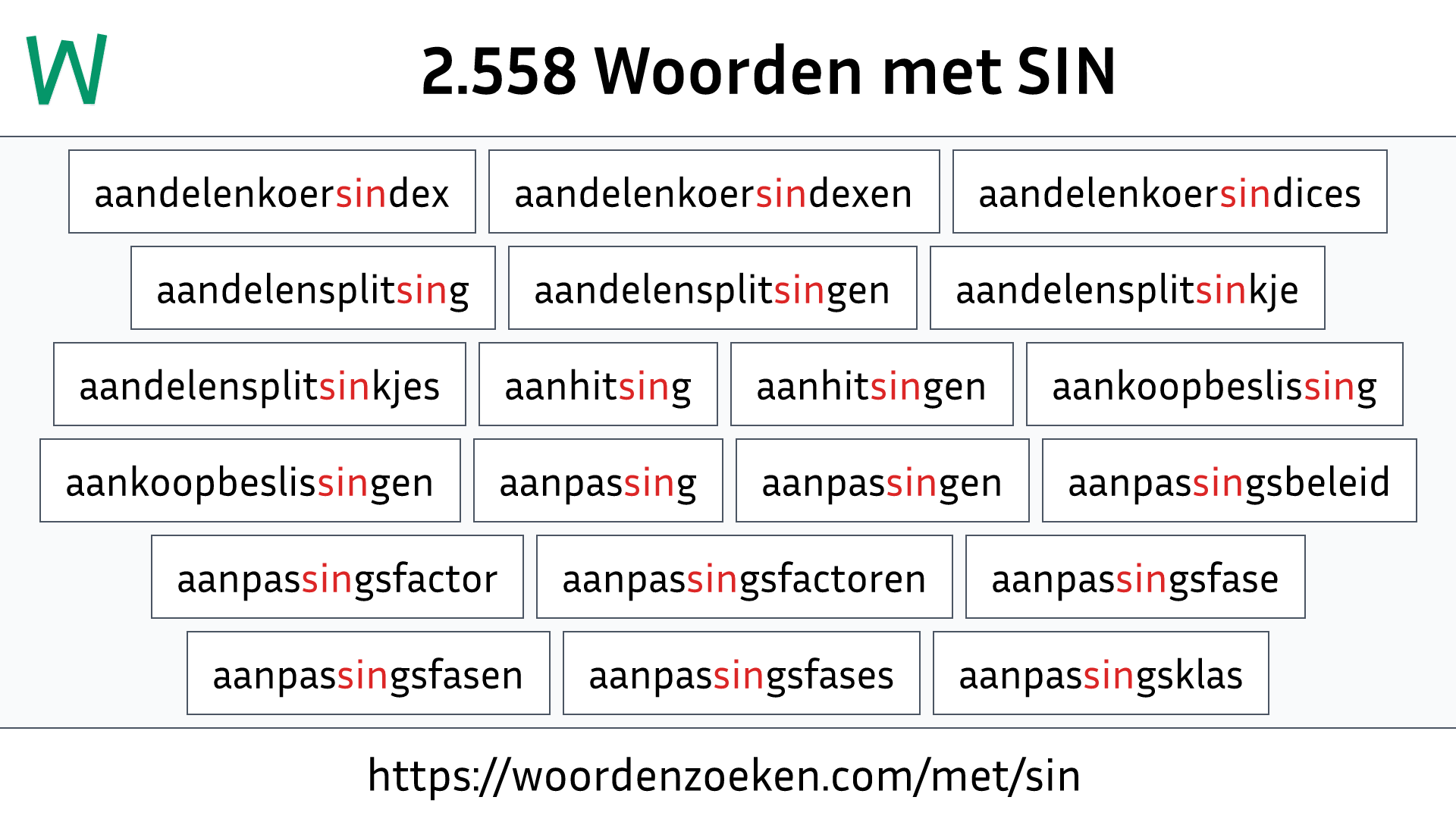 Woorden met SIN