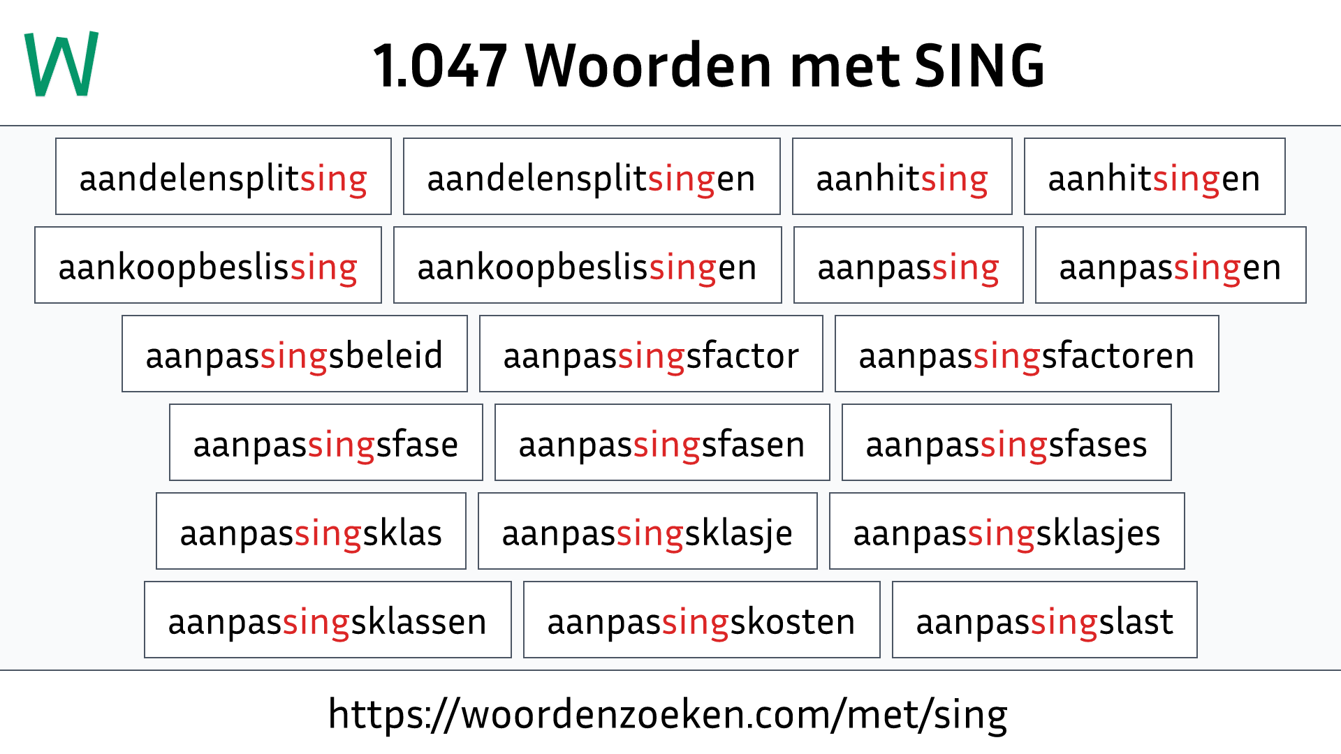 Woorden met SING