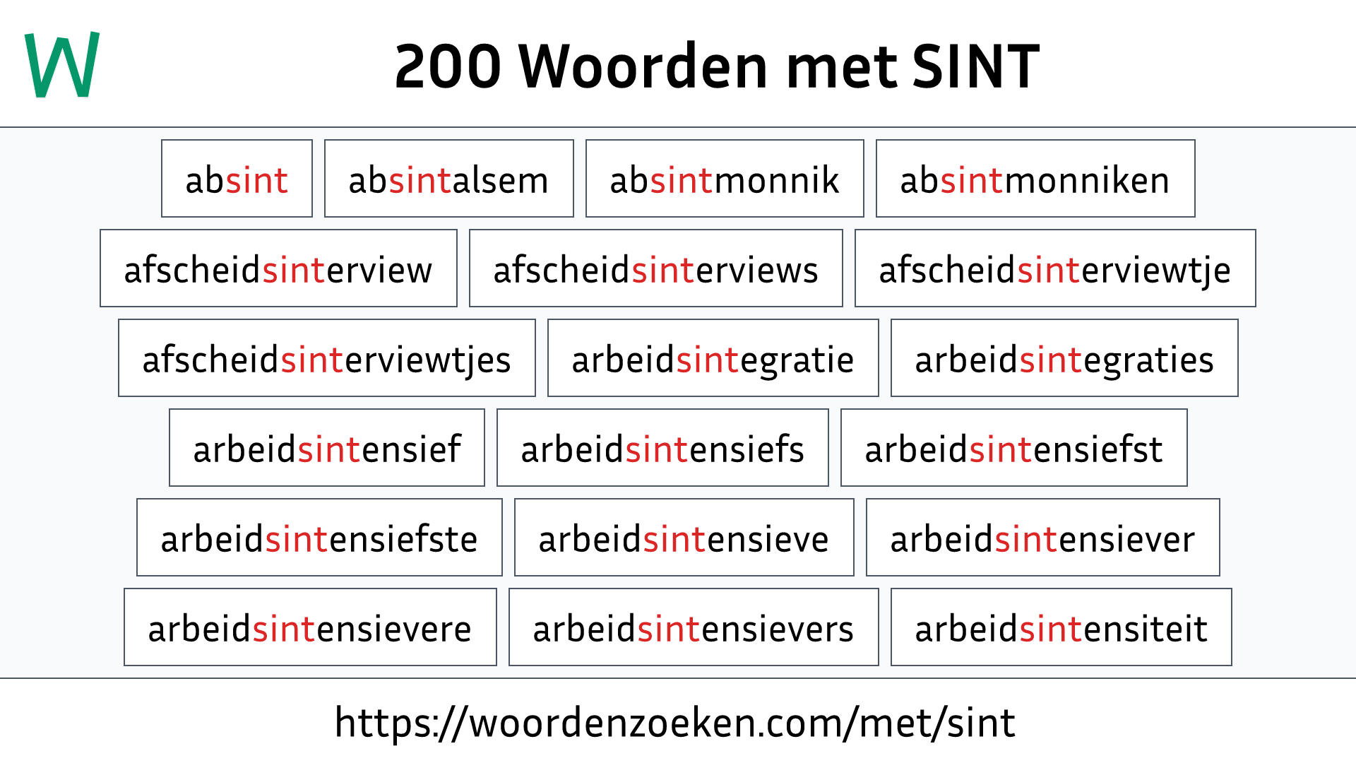 Woorden met SINT