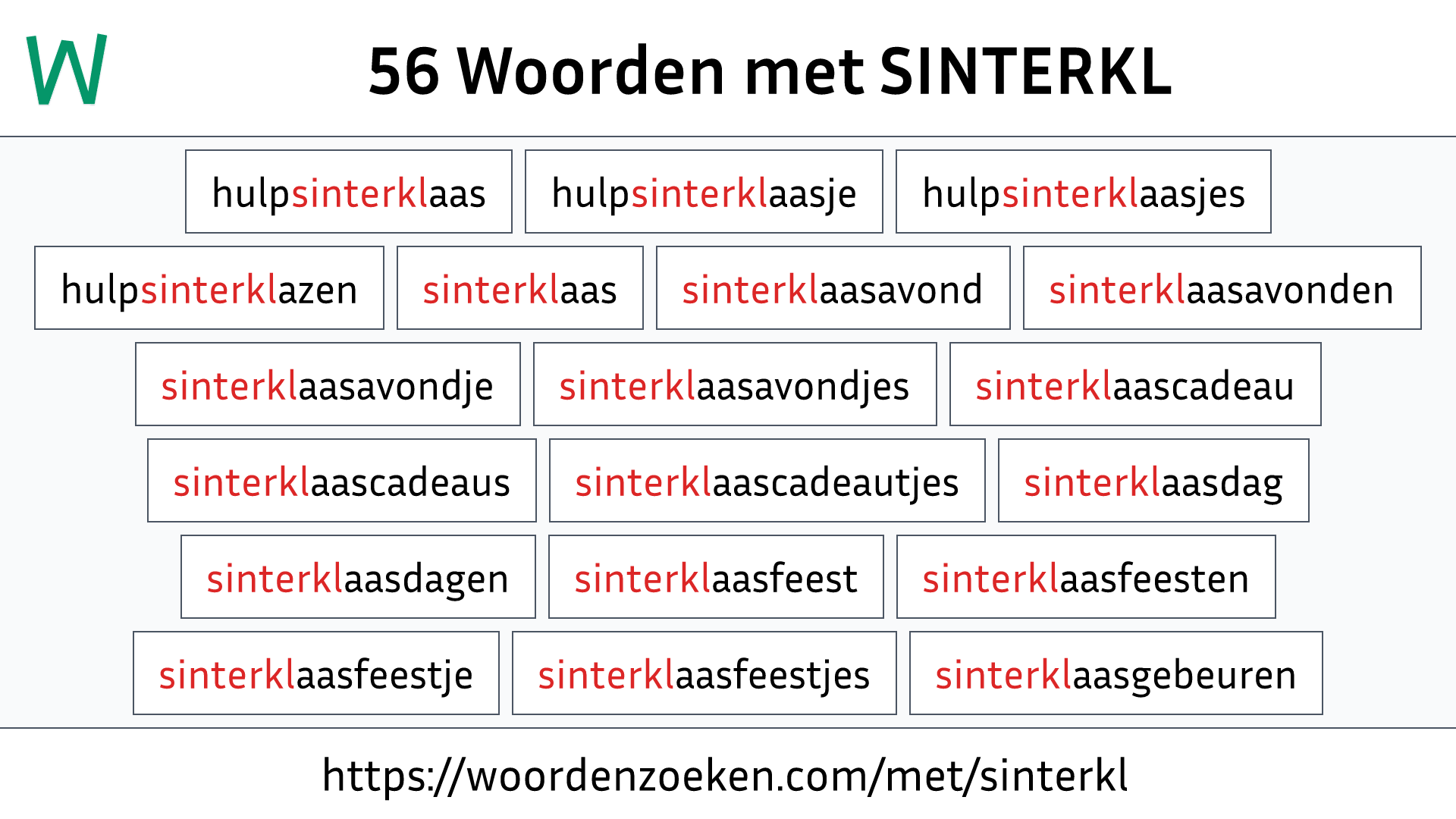 Woorden met SINTERKL