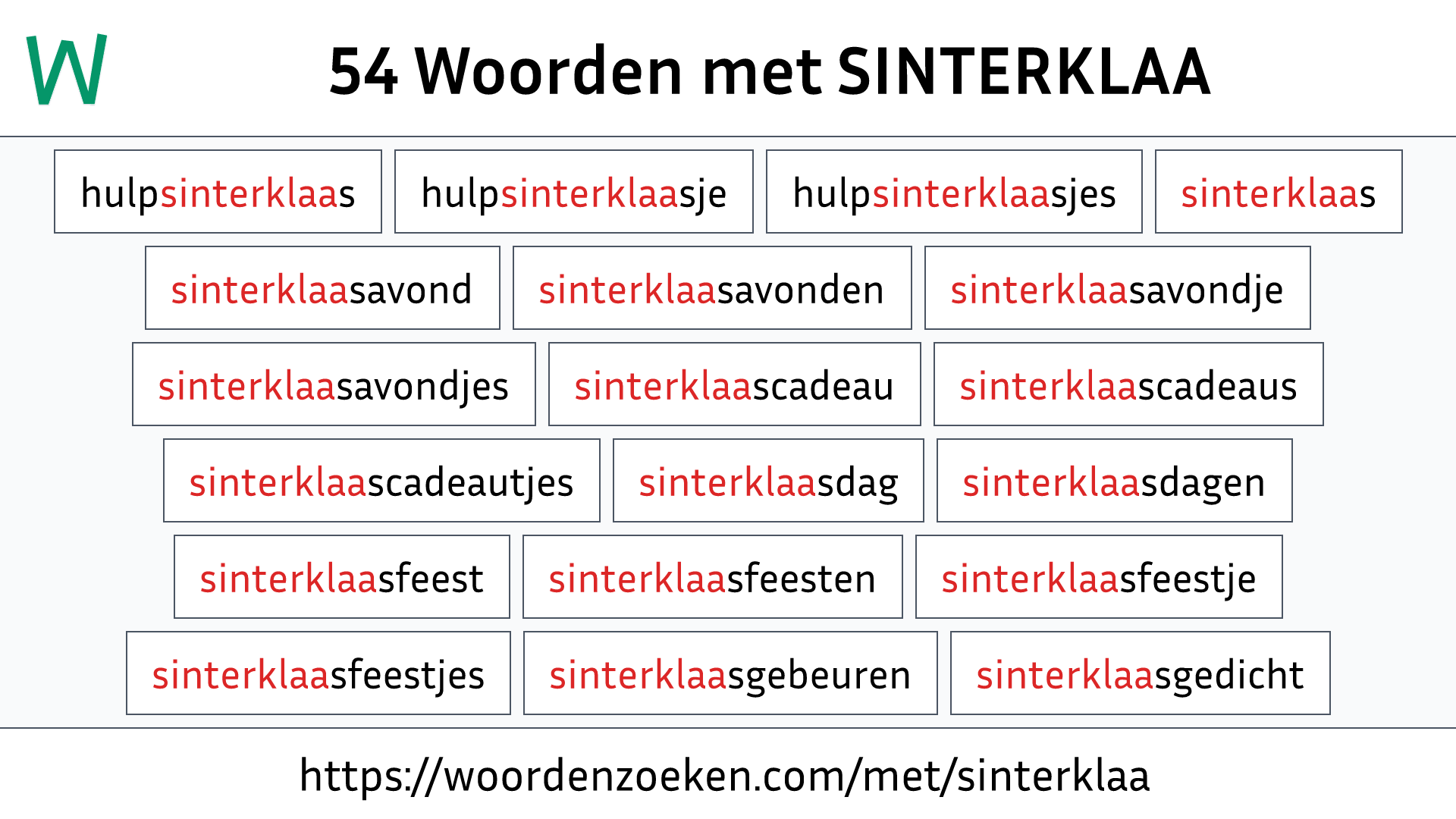 Woorden met SINTERKLAA