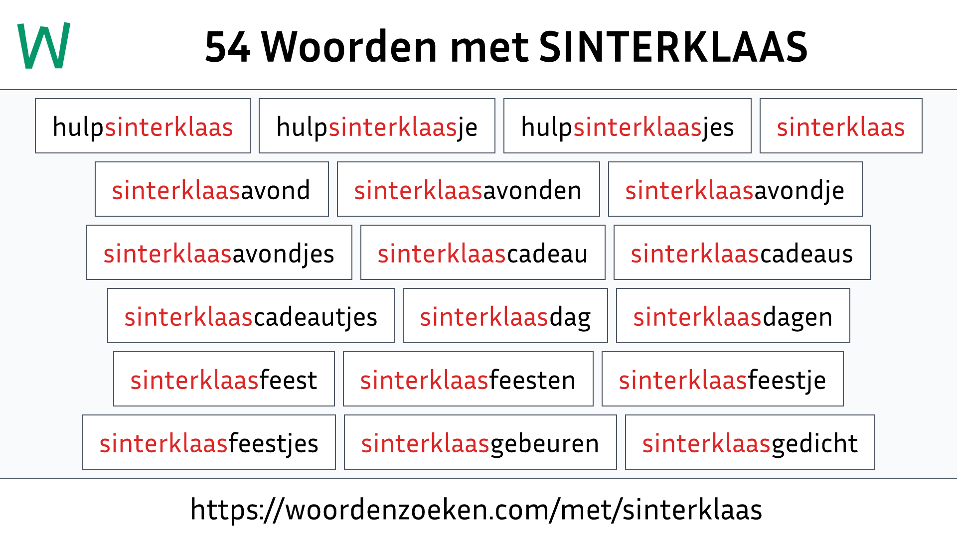 Woorden met SINTERKLAAS