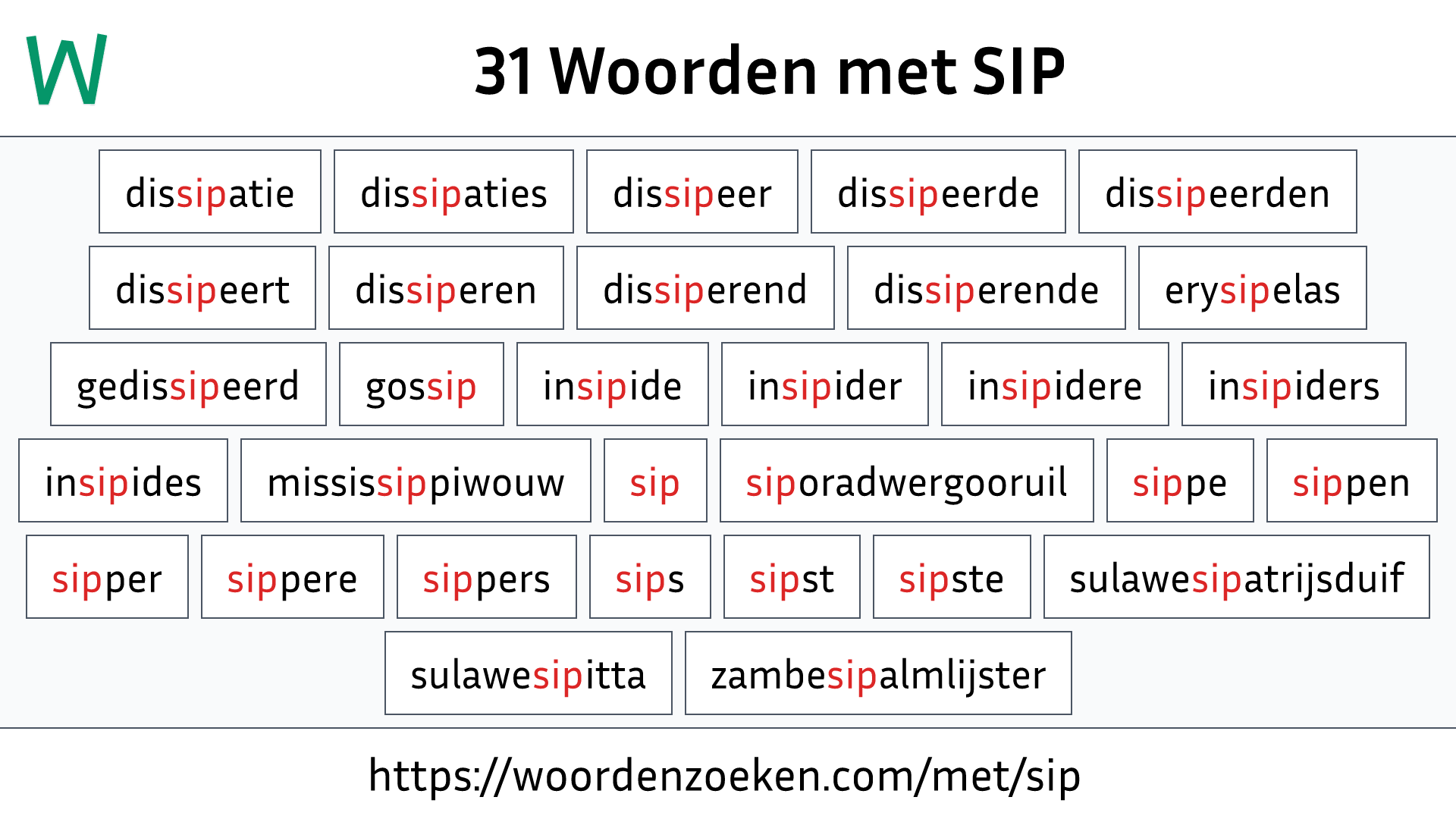 Woorden met SIP