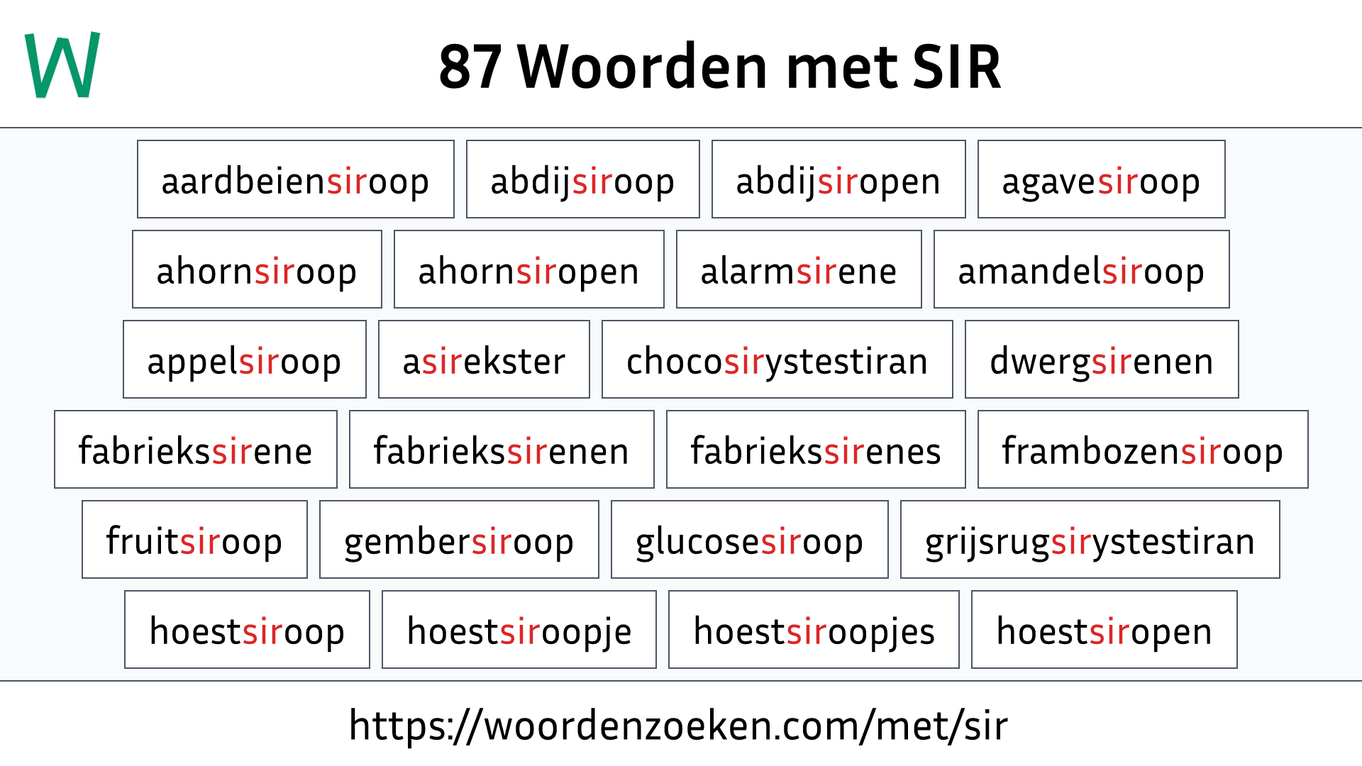 Woorden met SIR