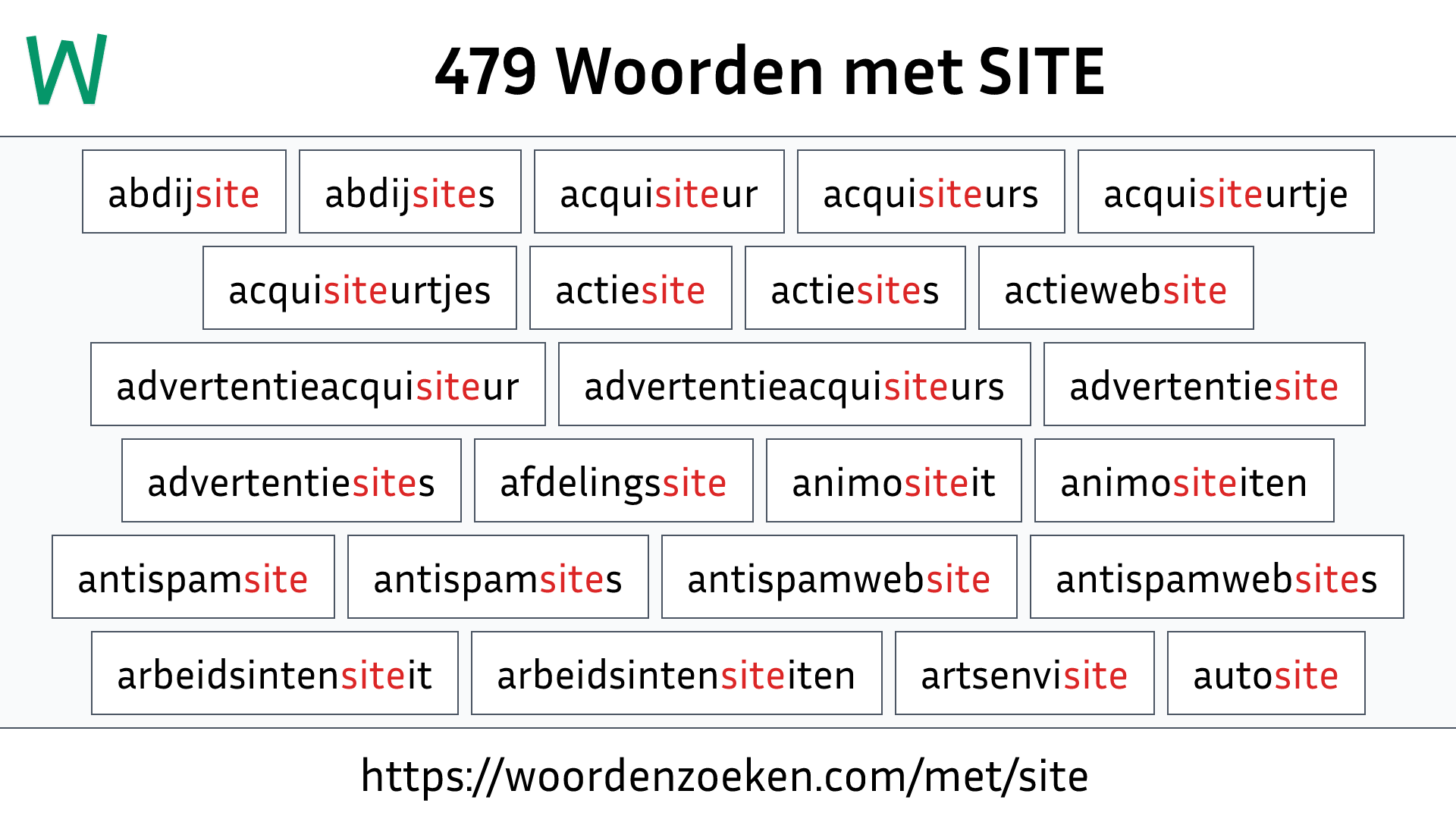 Woorden met SITE