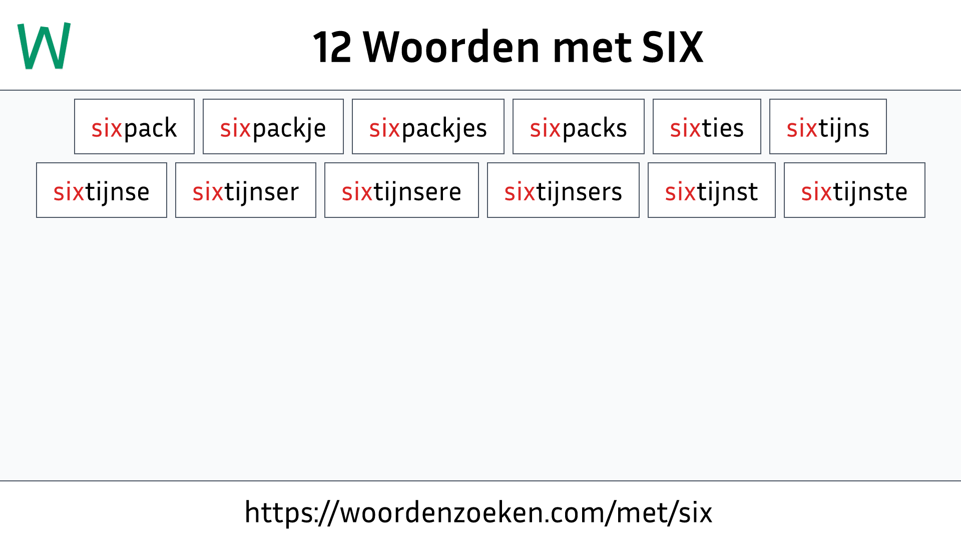 Woorden met SIX