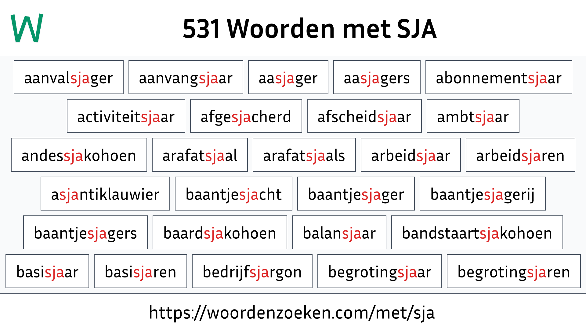 Woorden met SJA