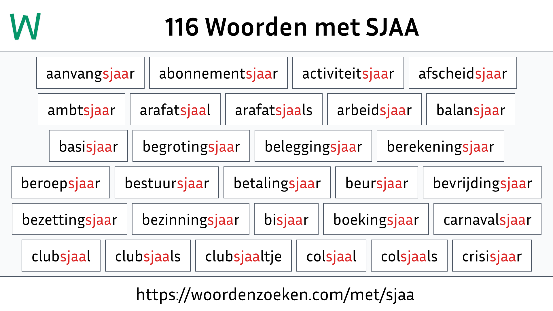 Woorden met SJAA