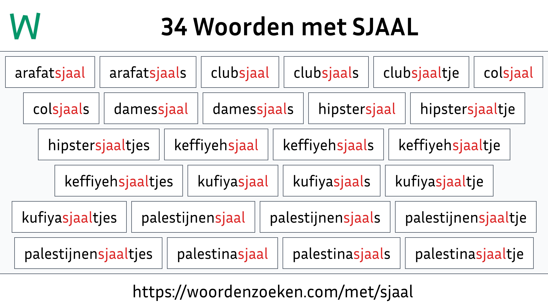 Woorden met SJAAL