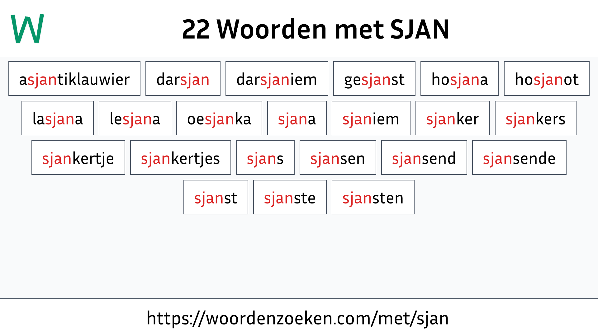 Woorden met SJAN