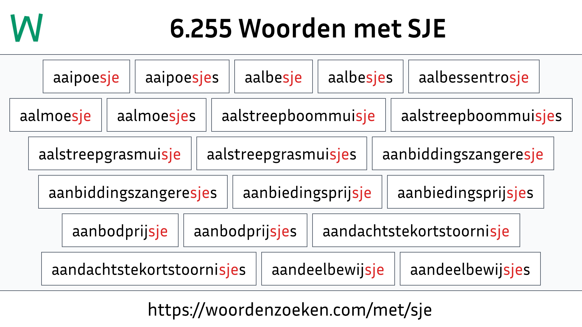 Woorden met SJE