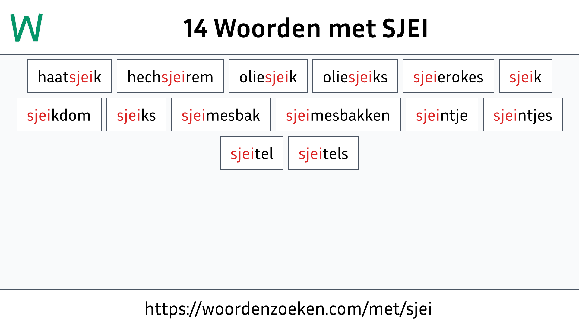 Woorden met SJEI