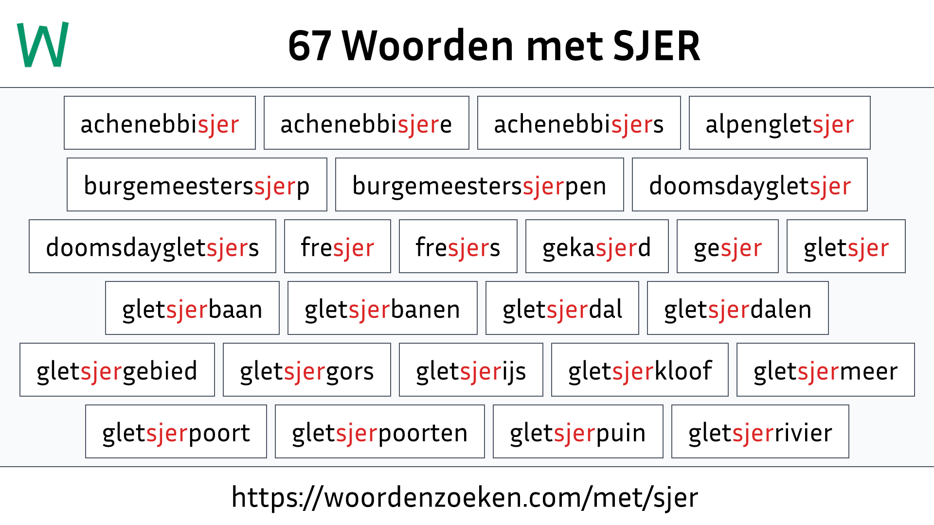 Woorden met SJER