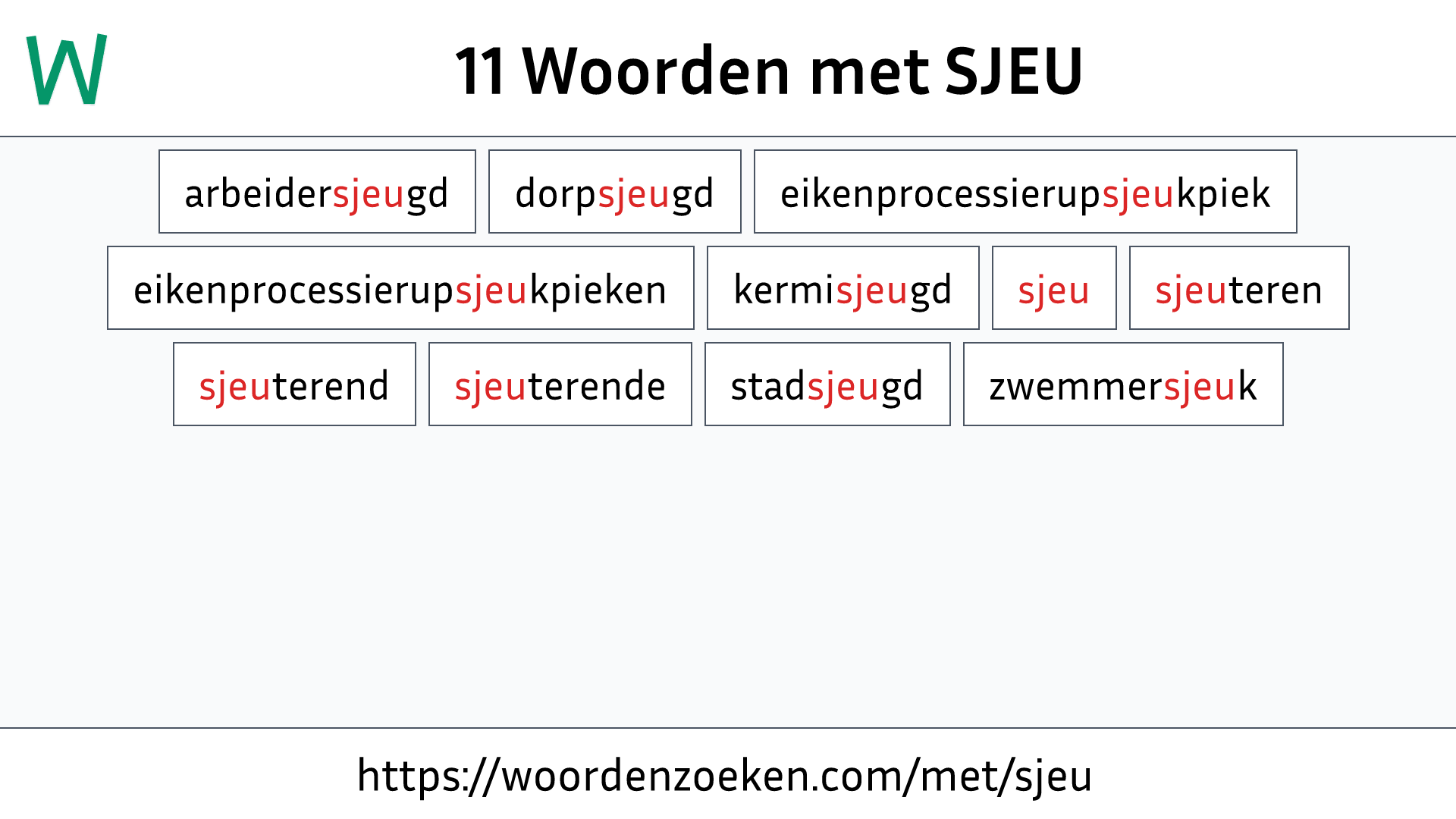 Woorden met SJEU