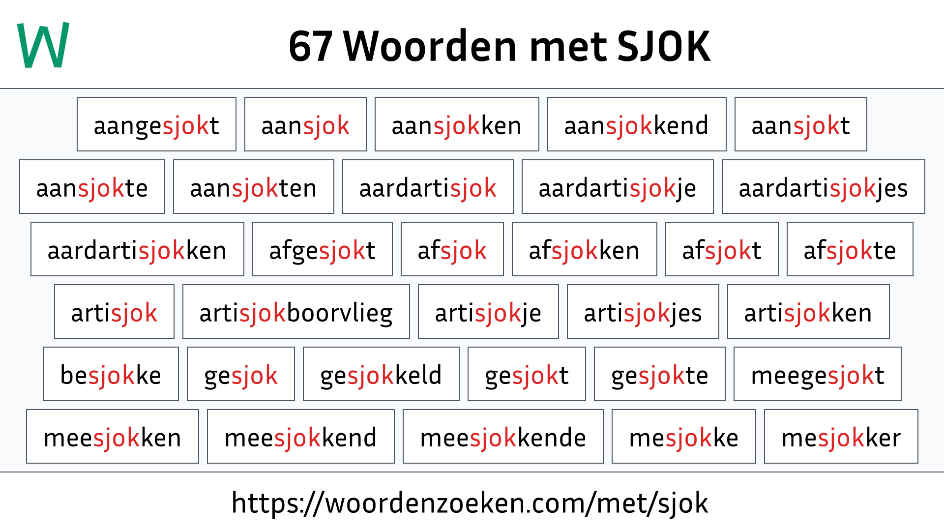 Woorden met SJOK