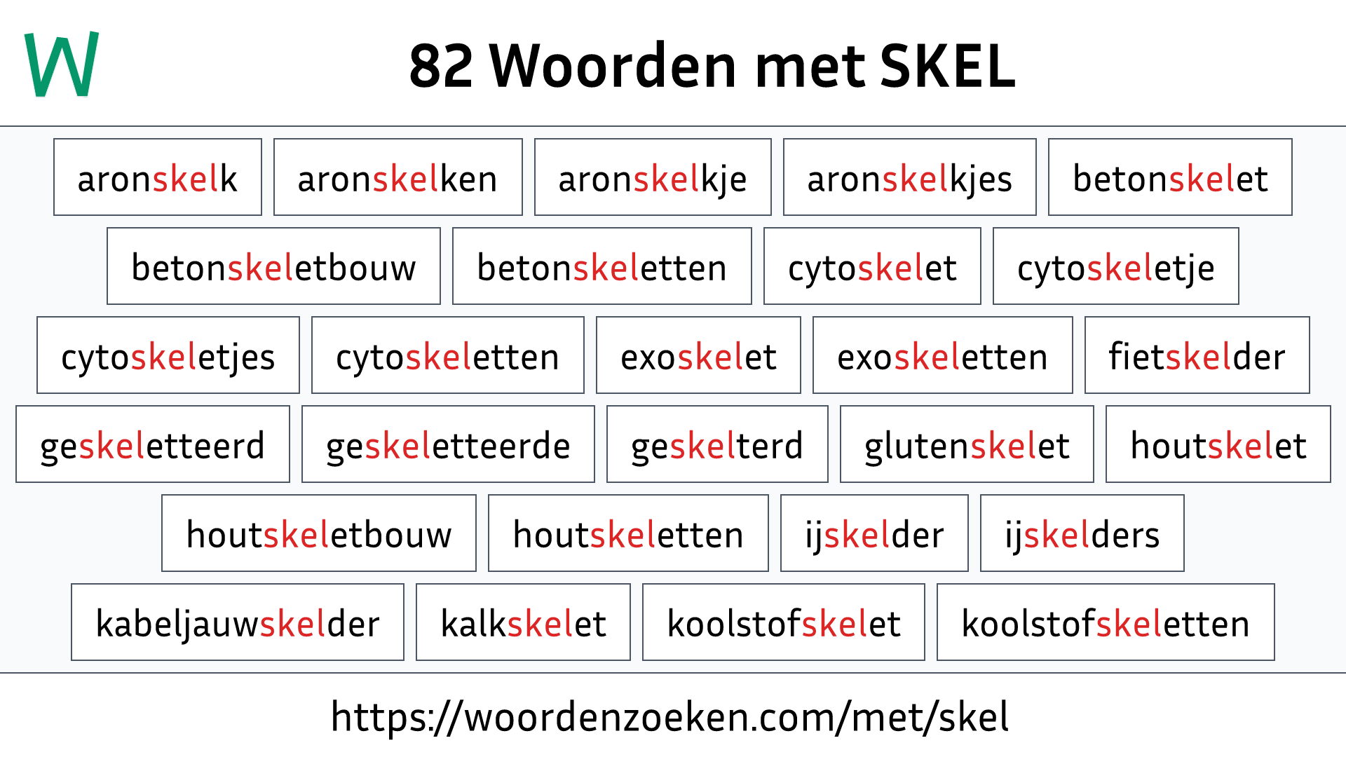 Woorden met SKEL