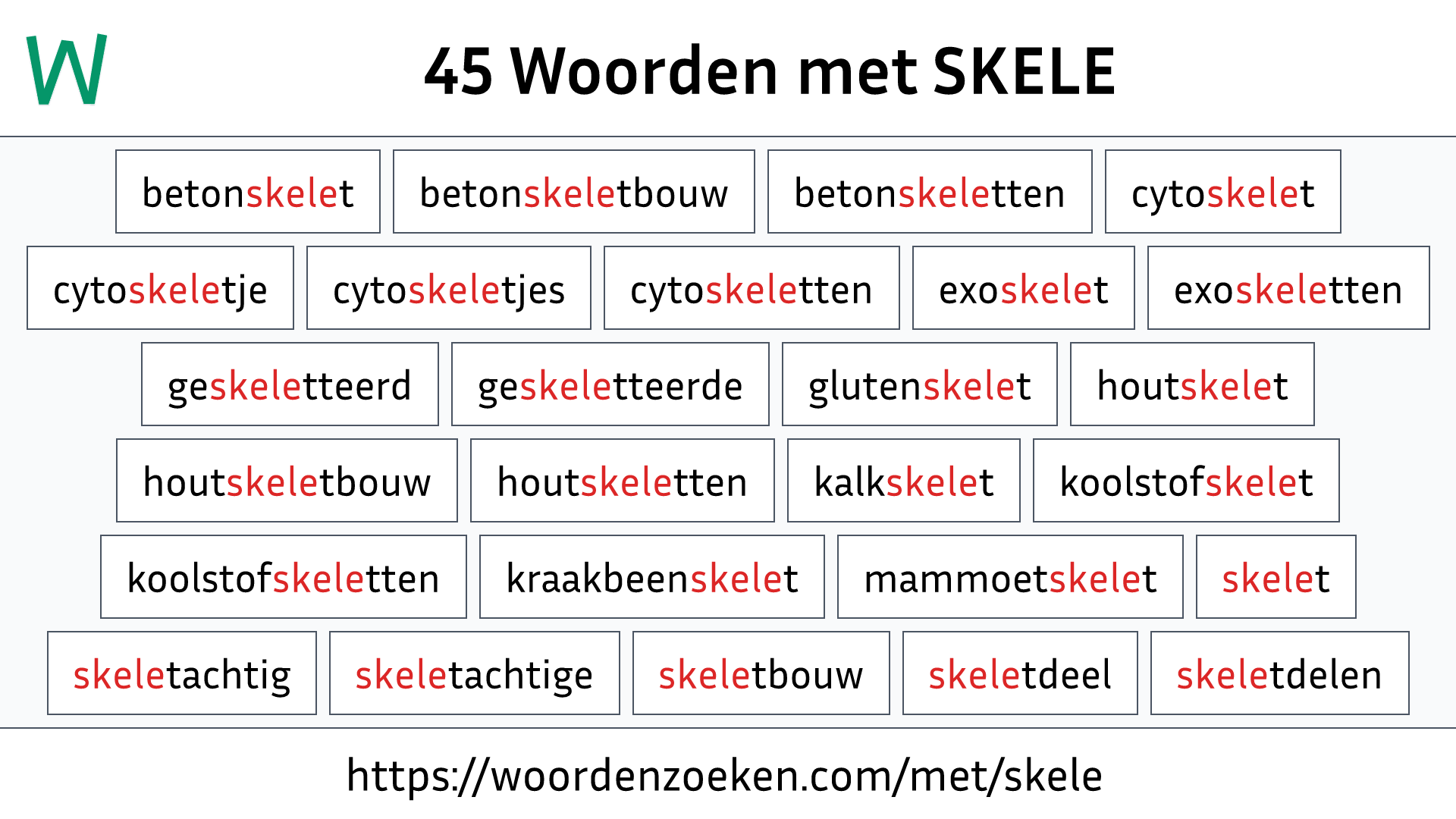 Woorden met SKELE