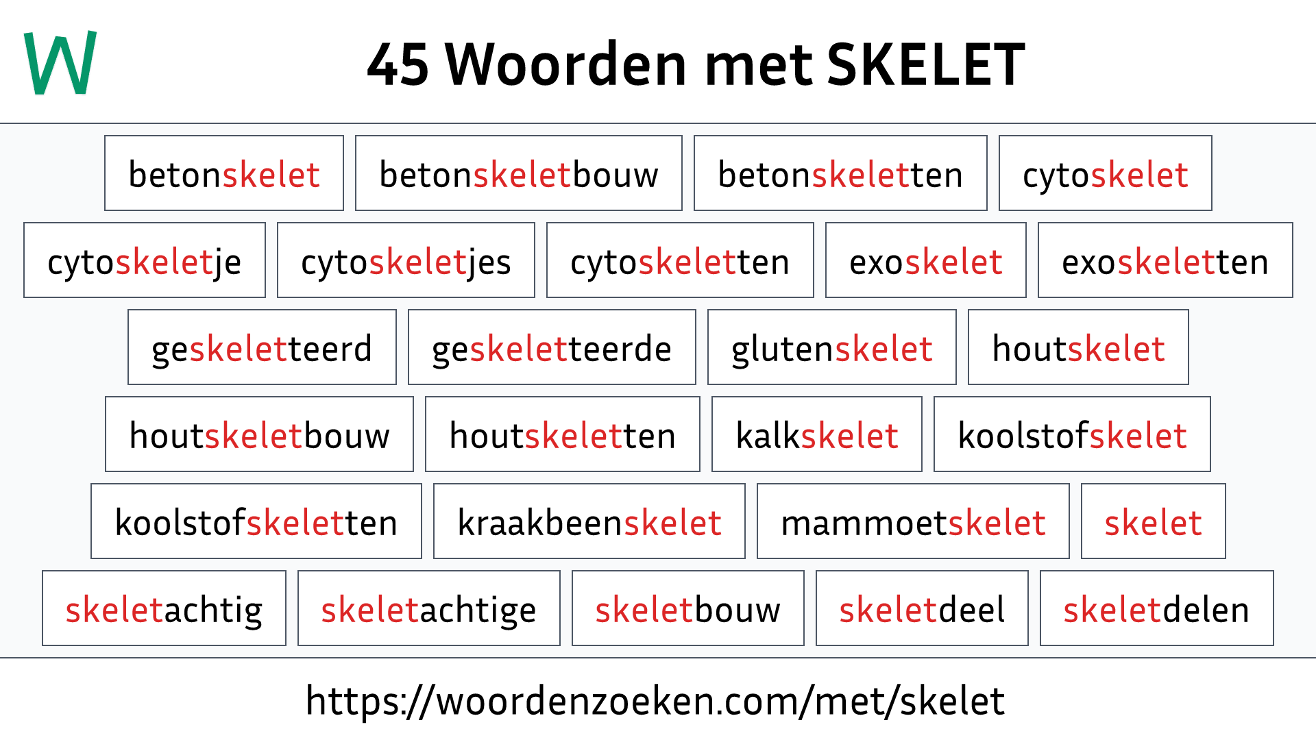 Woorden met SKELET