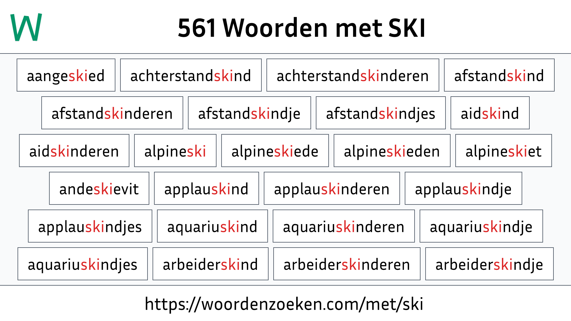 Woorden met SKI