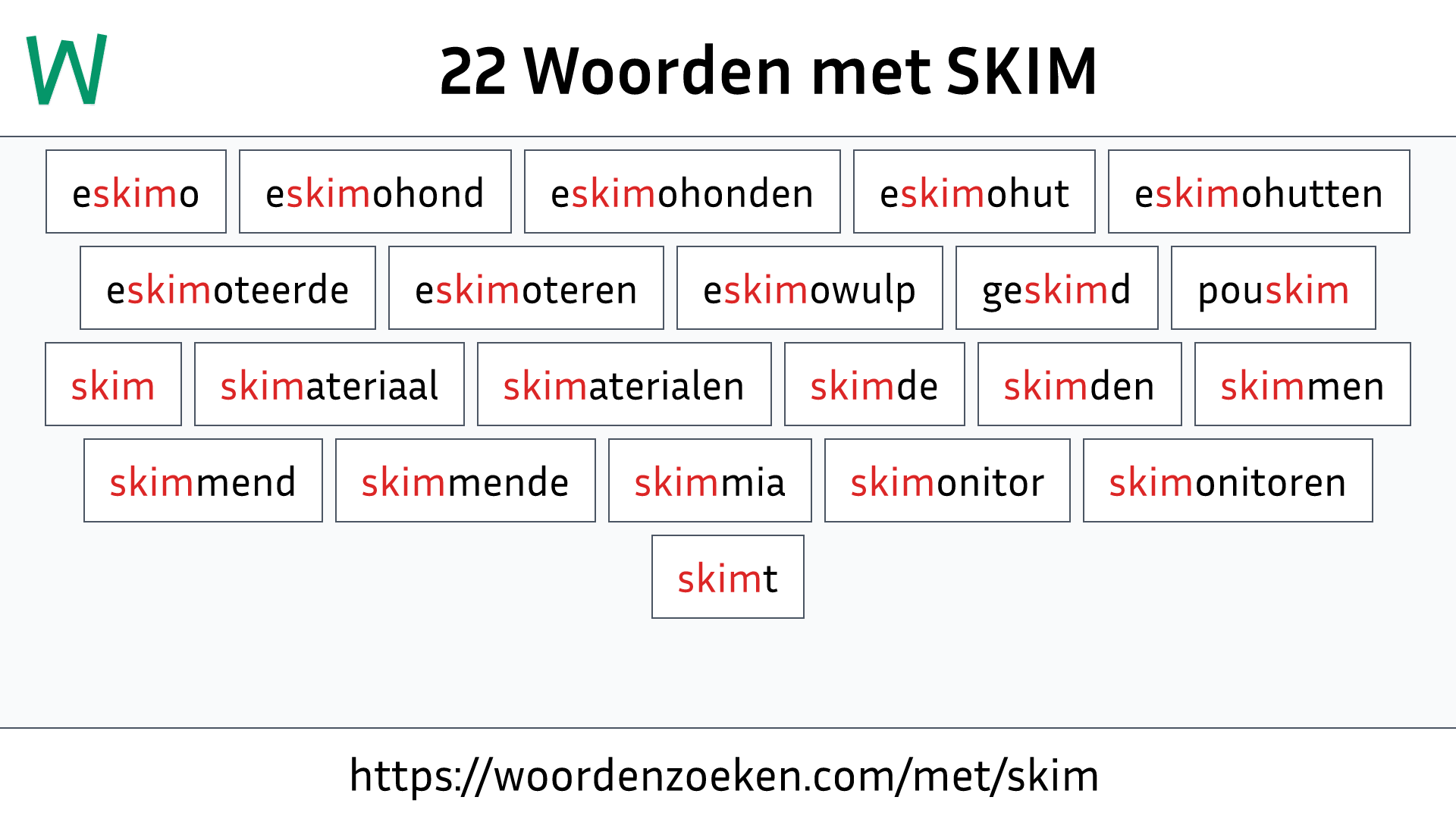 Woorden met SKIM