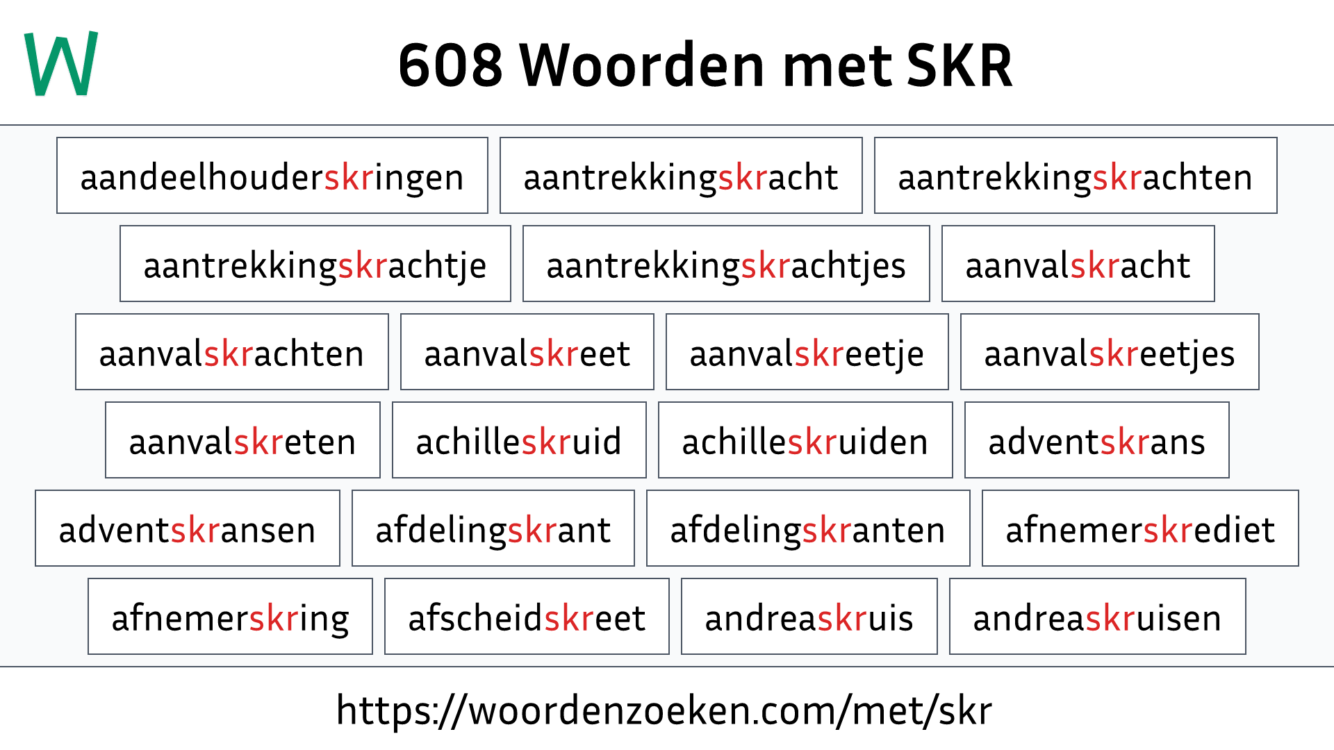 Woorden met SKR