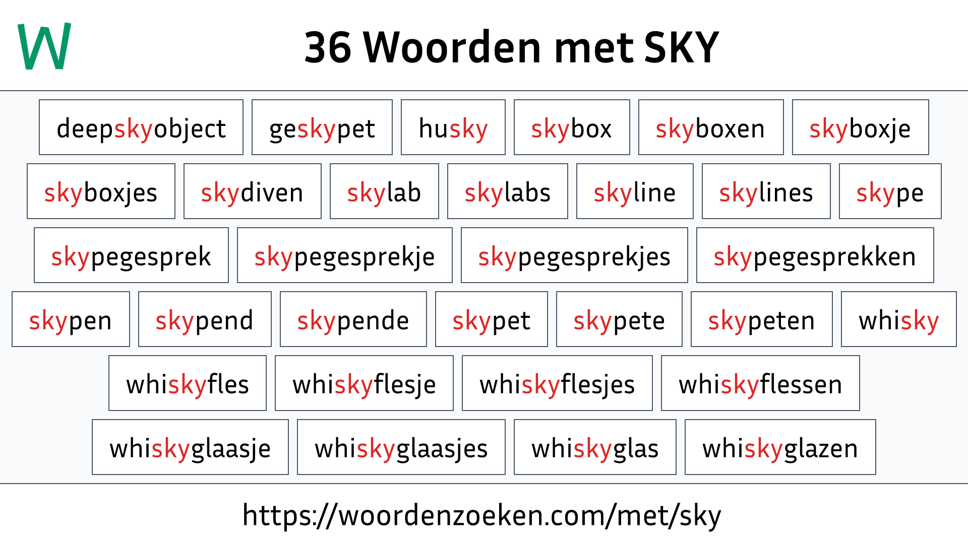 Woorden met SKY