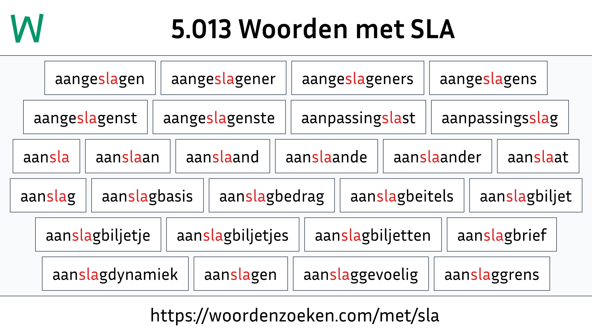 Woorden met SLA