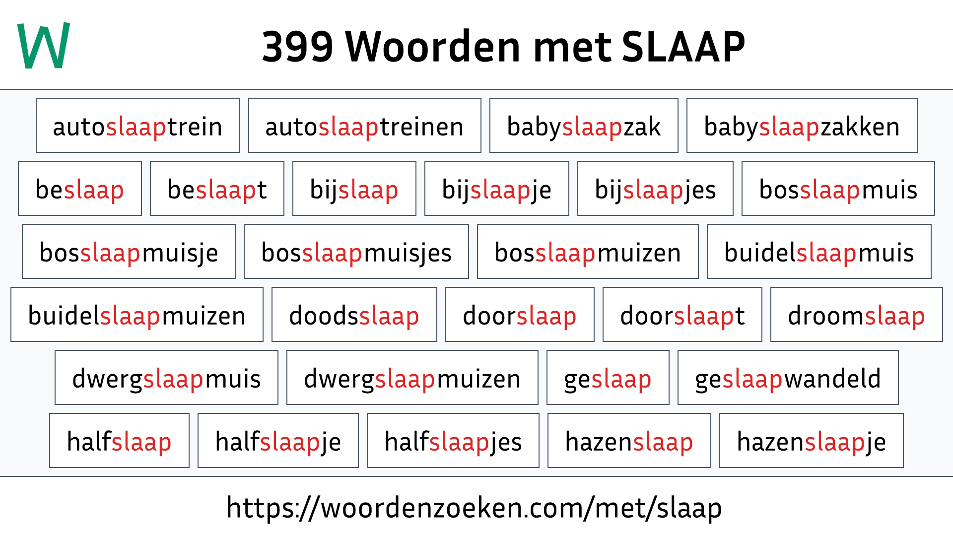 Woorden met SLAAP