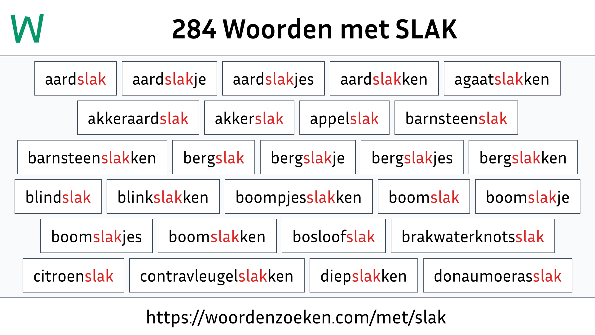 Woorden met SLAK