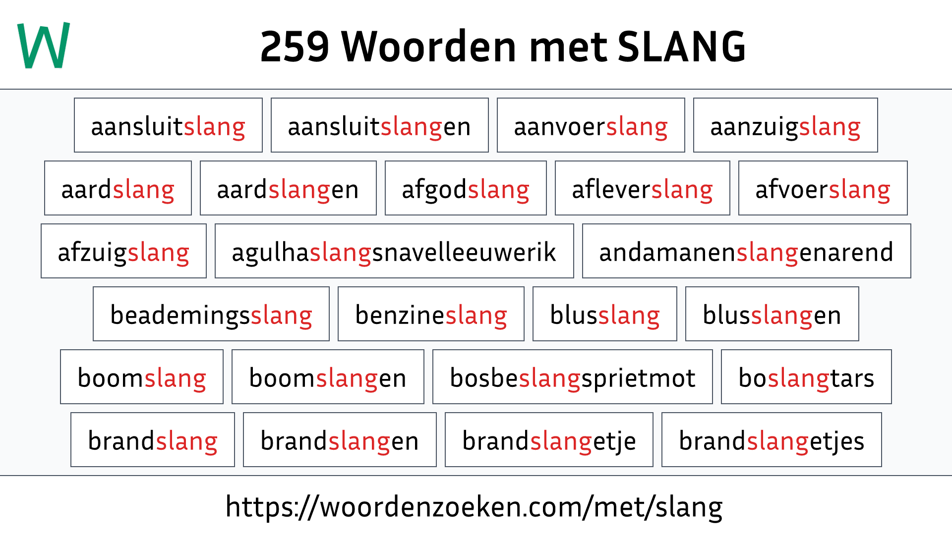 Woorden met SLANG