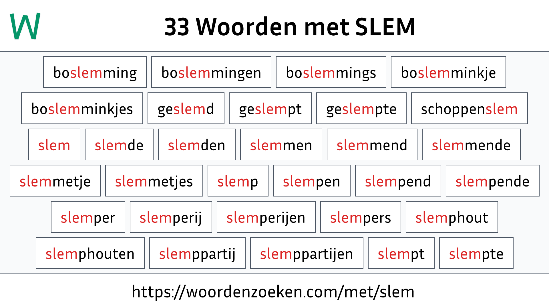 Woorden met SLEM