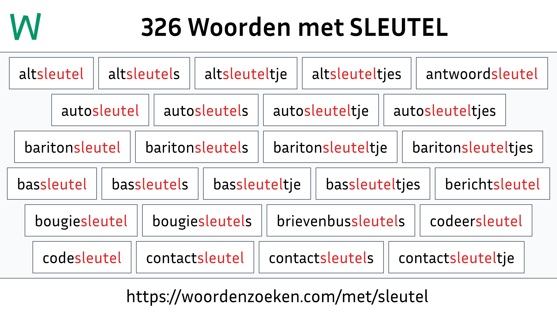 Woorden met SLEUTEL