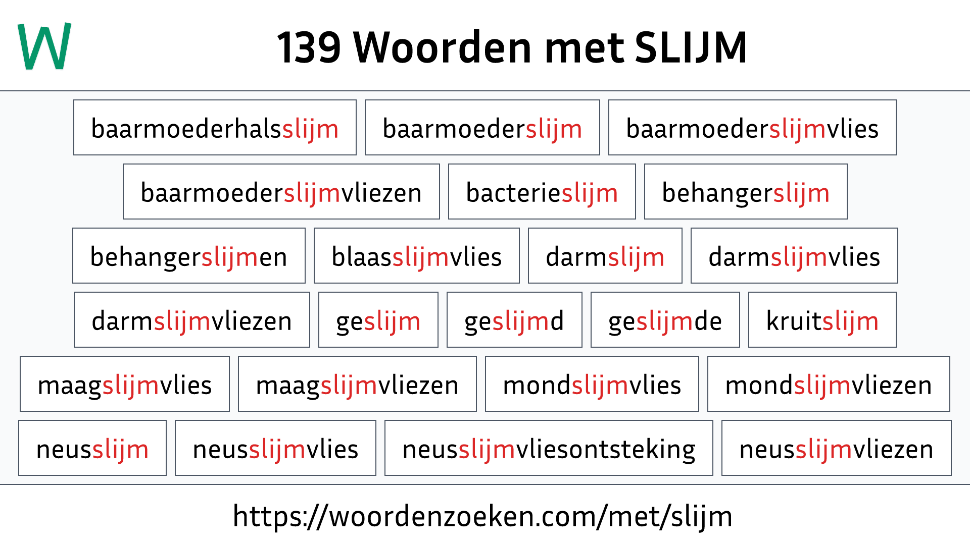 Woorden met SLIJM