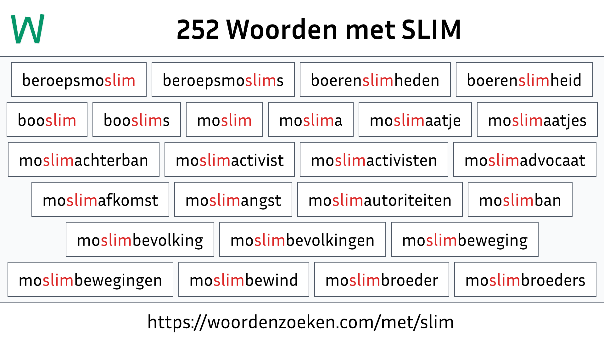 Woorden met SLIM