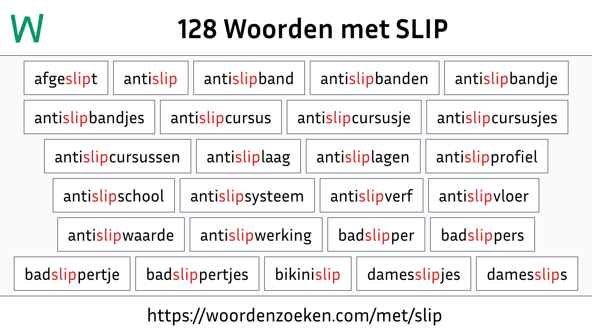 Woorden met SLIP