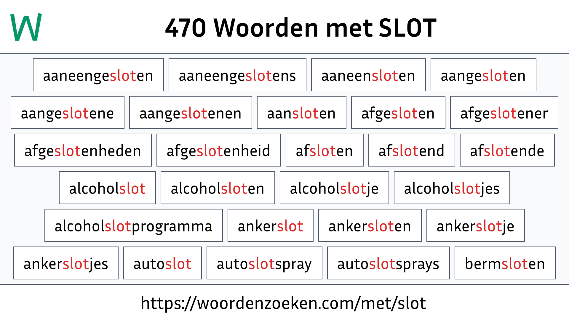 Woorden met SLOT