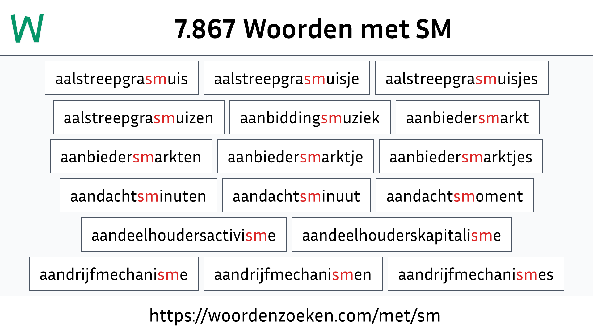 Woorden met SM