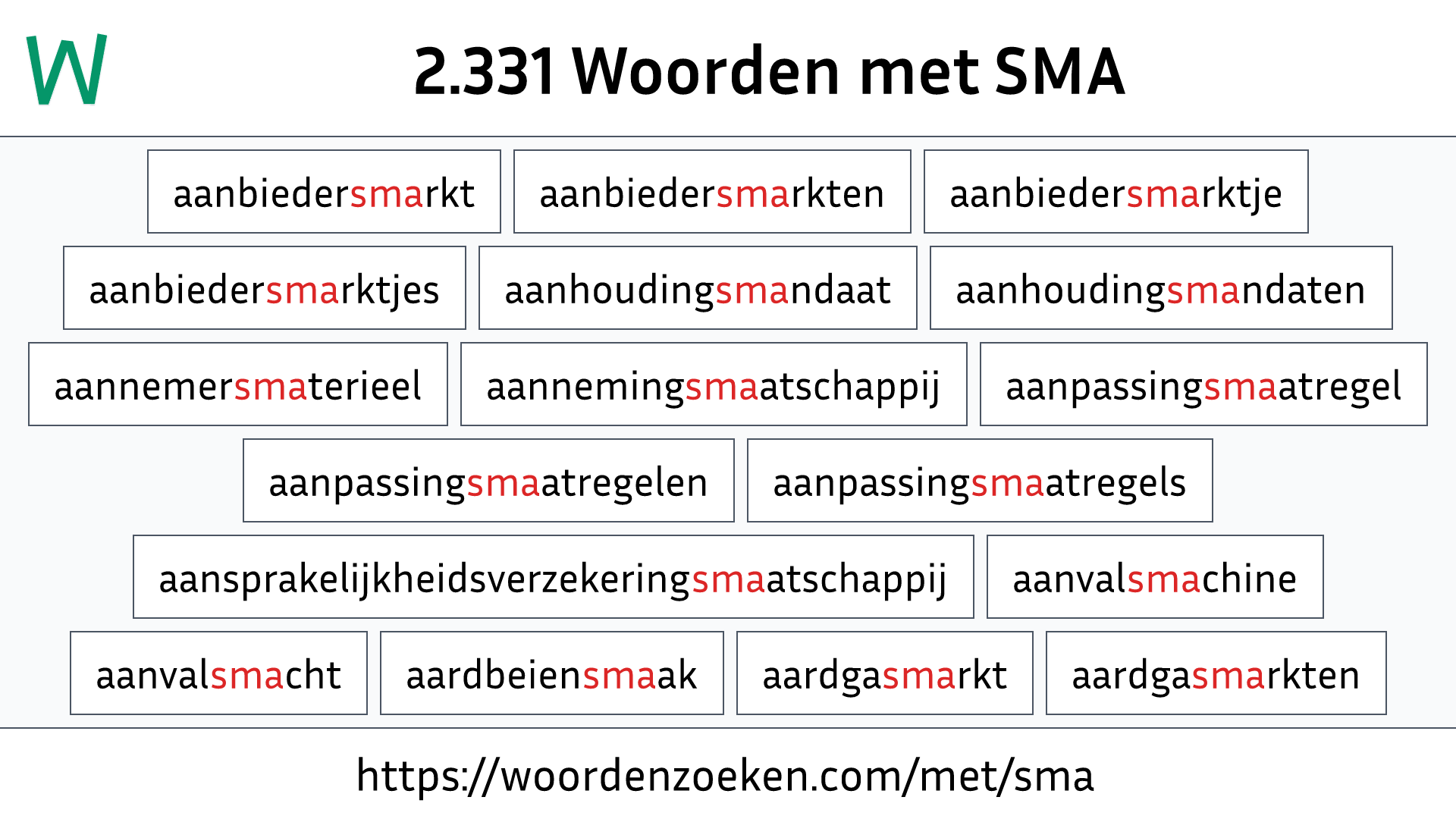 Woorden met SMA