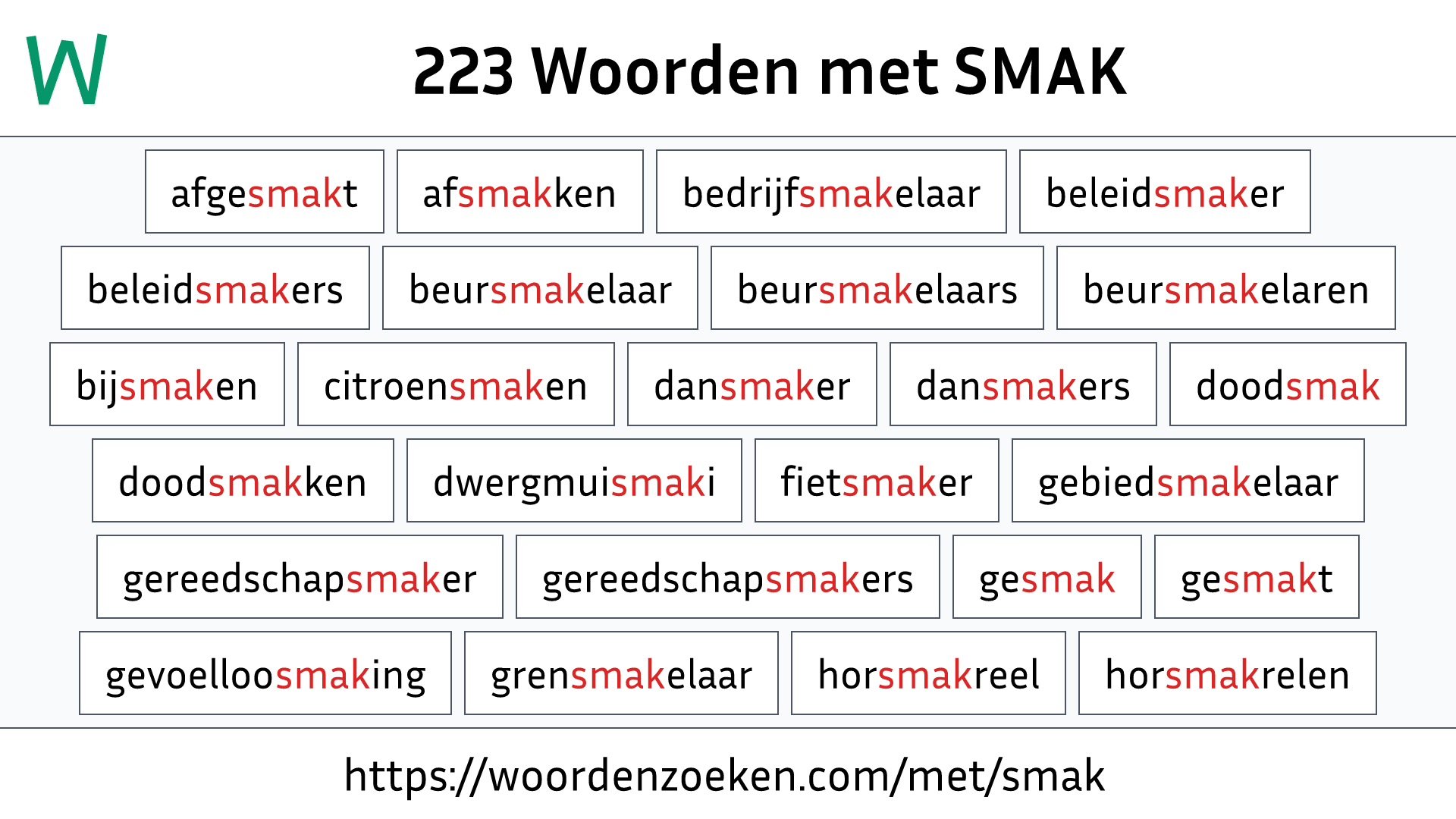 Woorden met SMAK