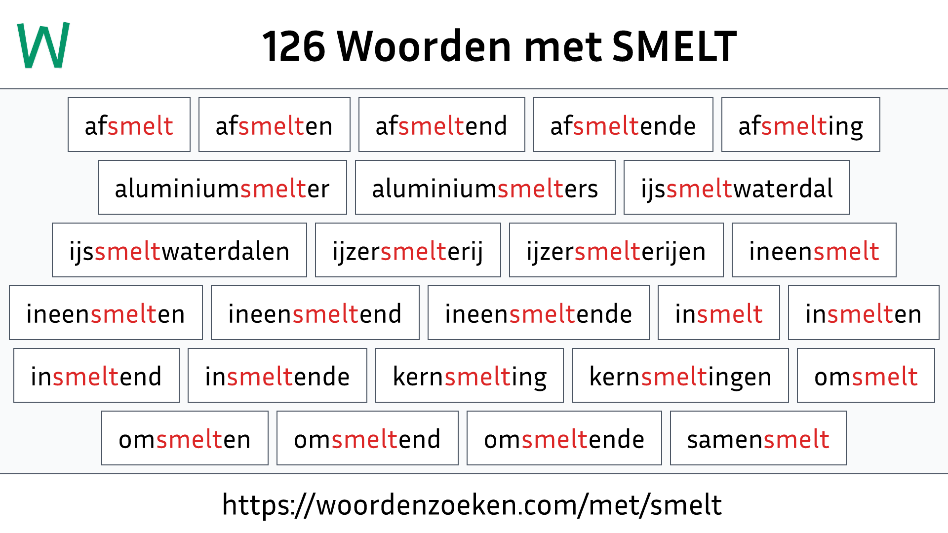 Woorden met SMELT