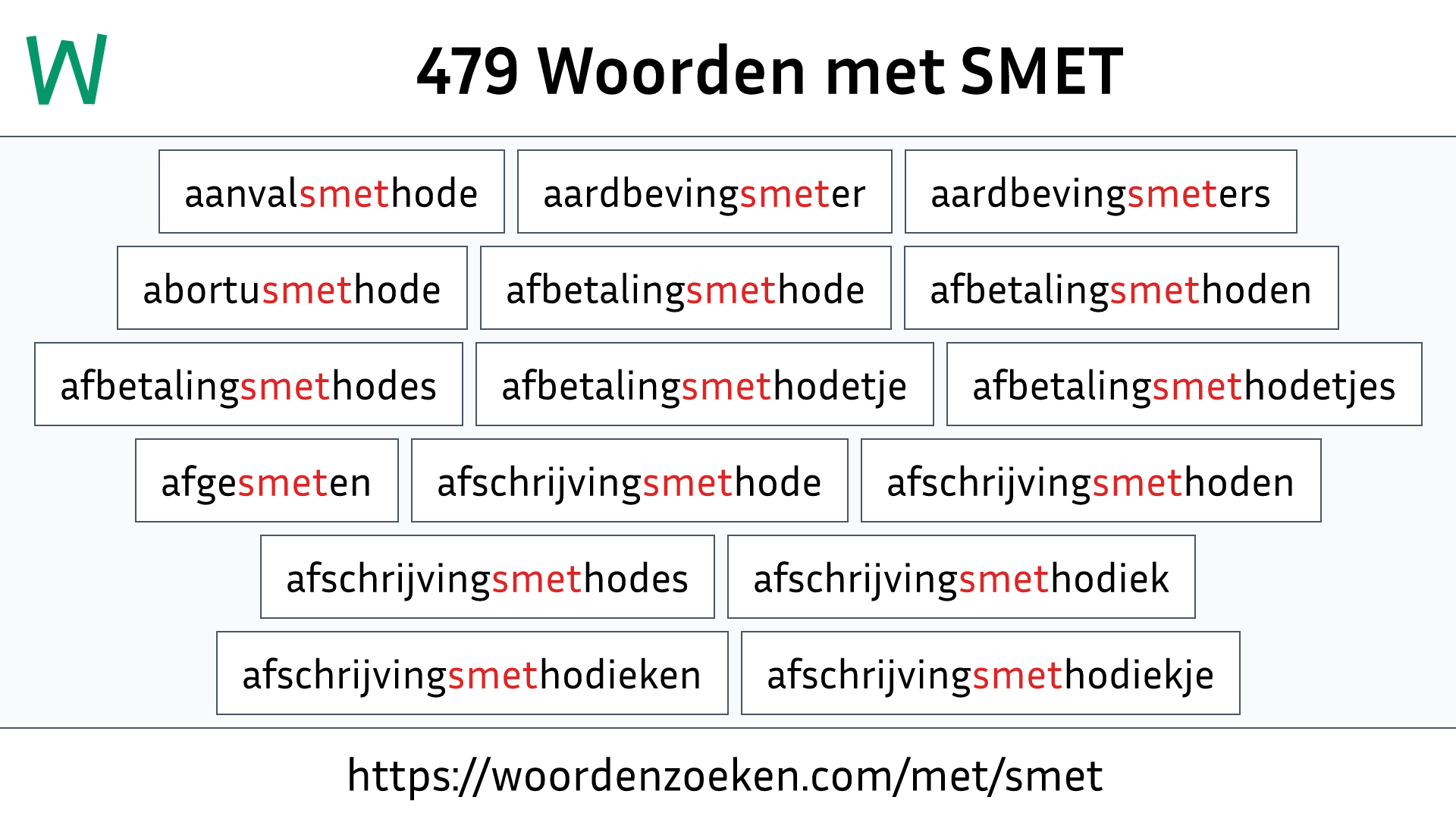 Woorden met SMET