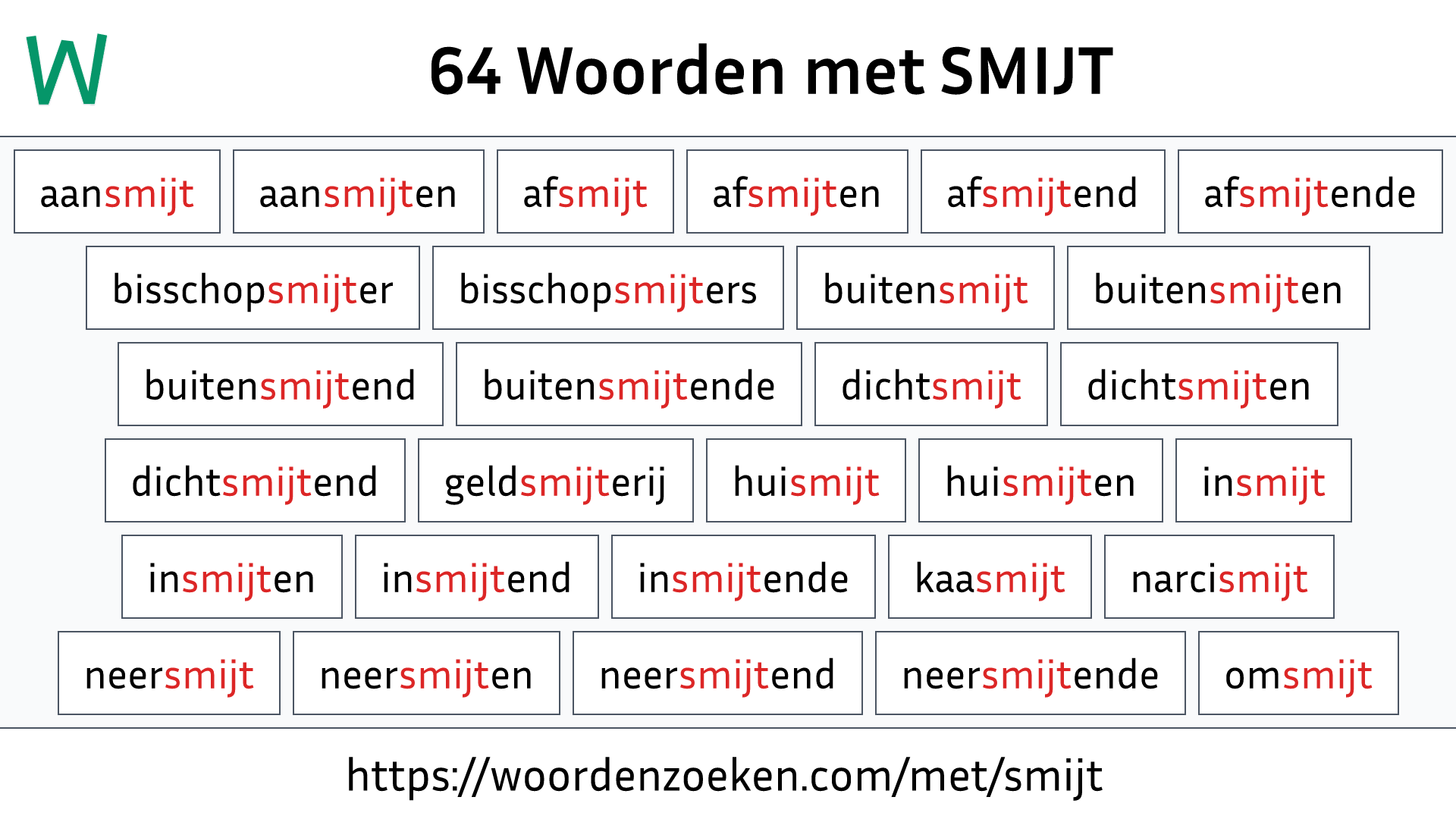 Woorden met SMIJT