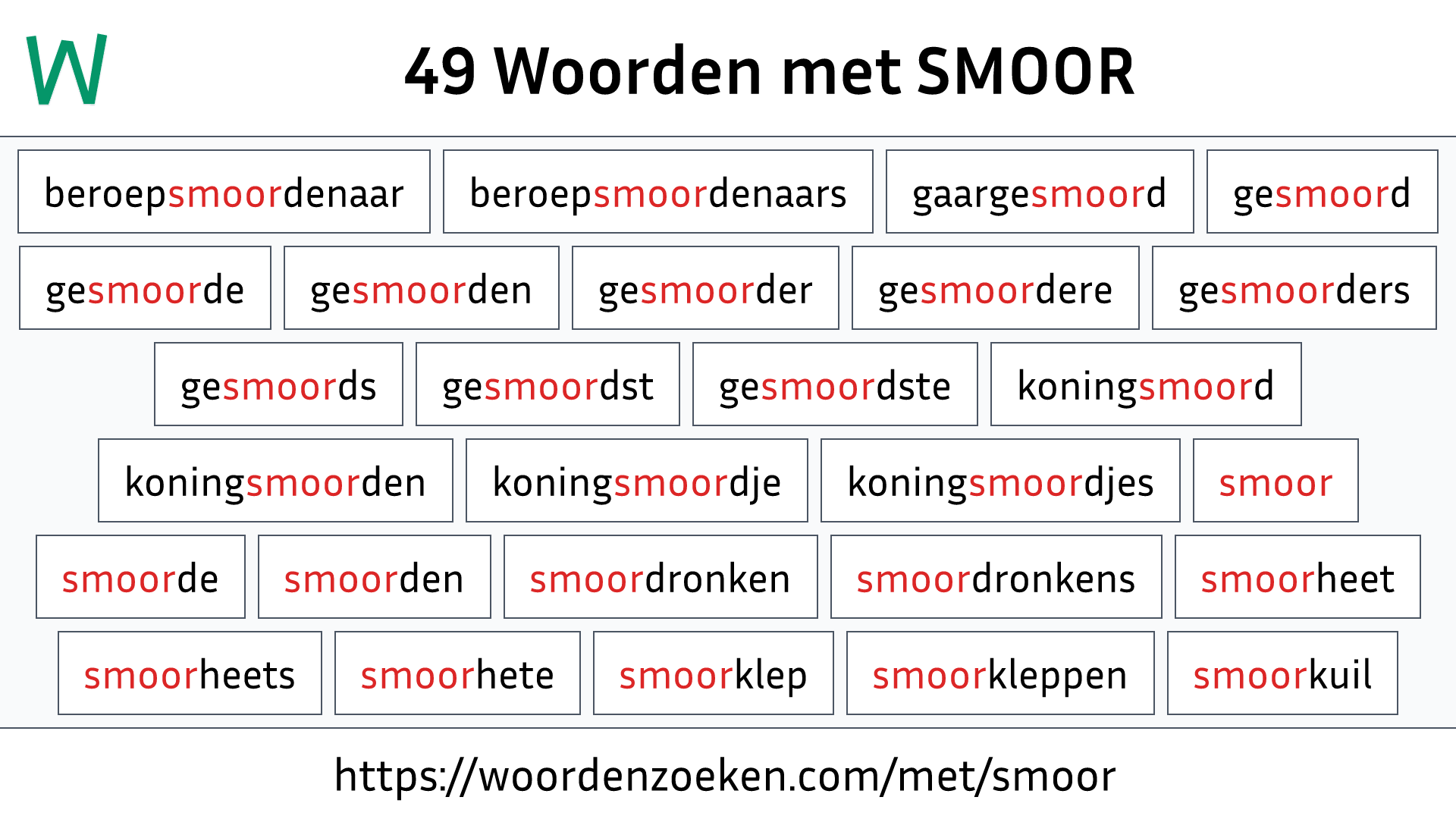 Woorden met SMOOR