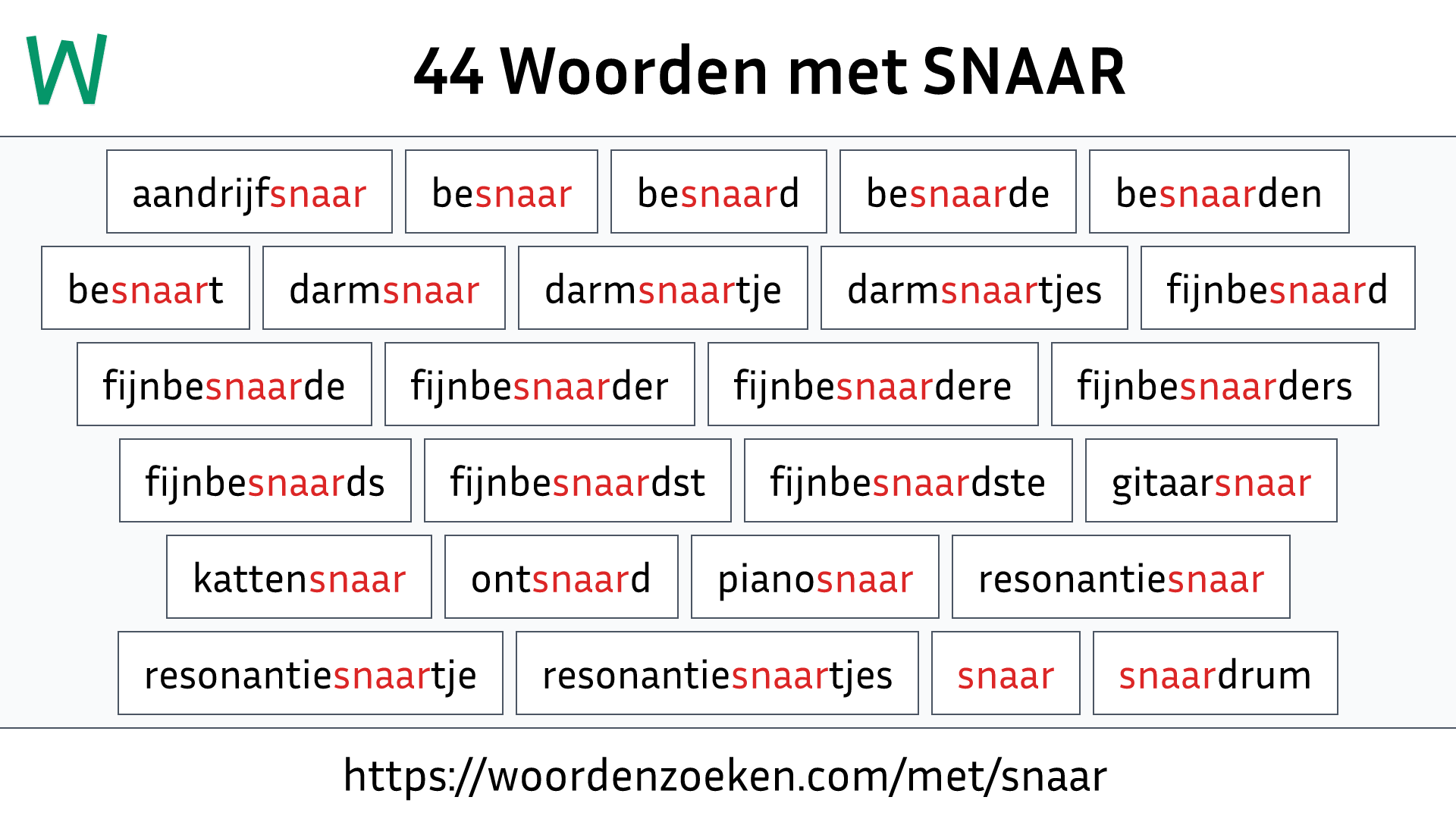 Woorden met SNAAR