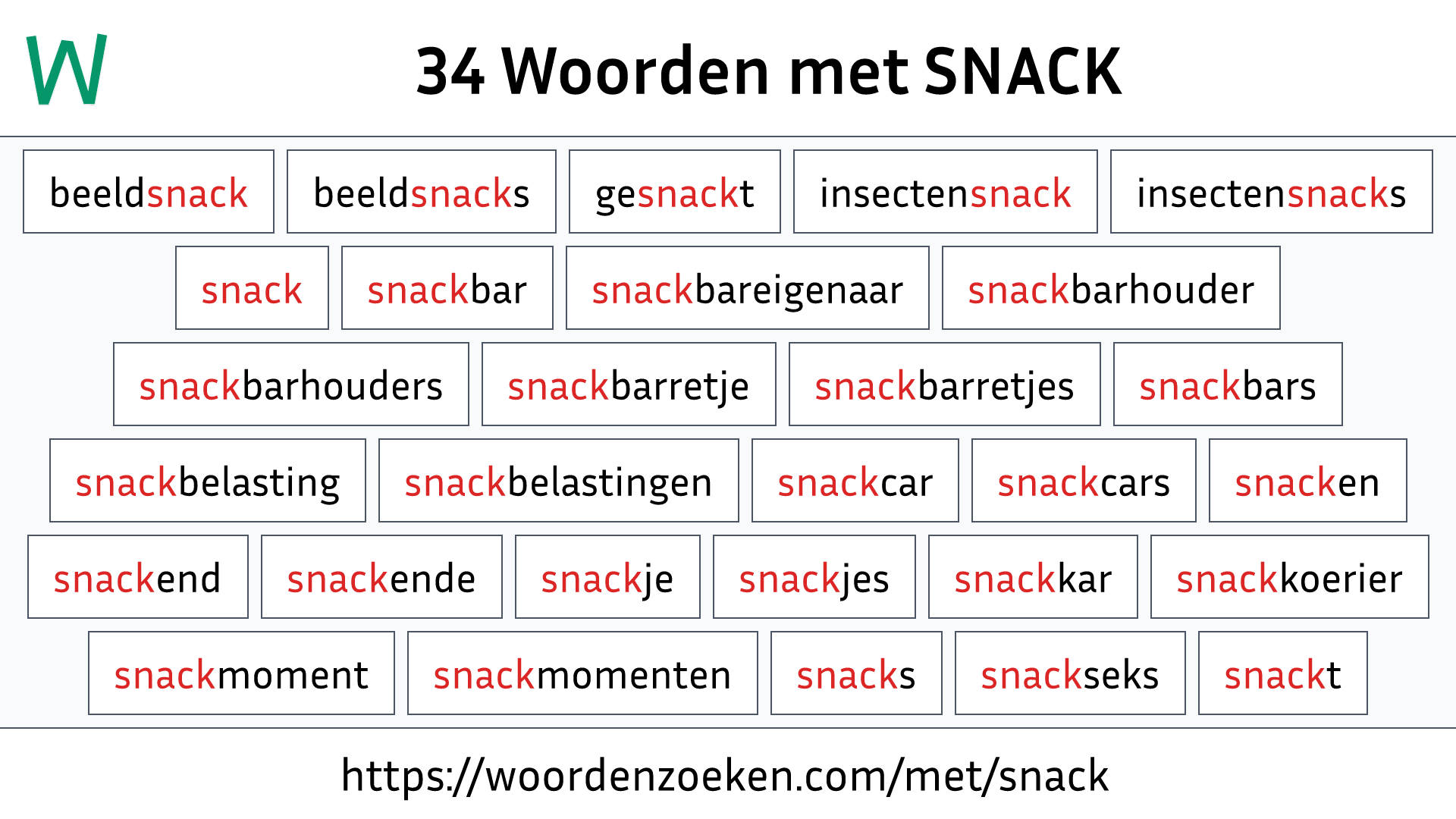 Woorden met SNACK