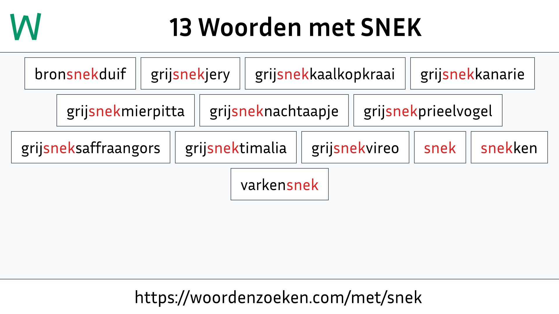 Woorden met SNEK