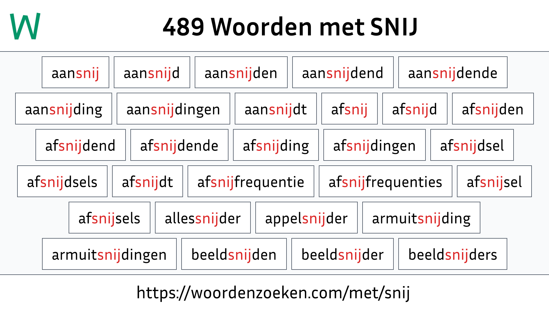 Woorden met SNIJ