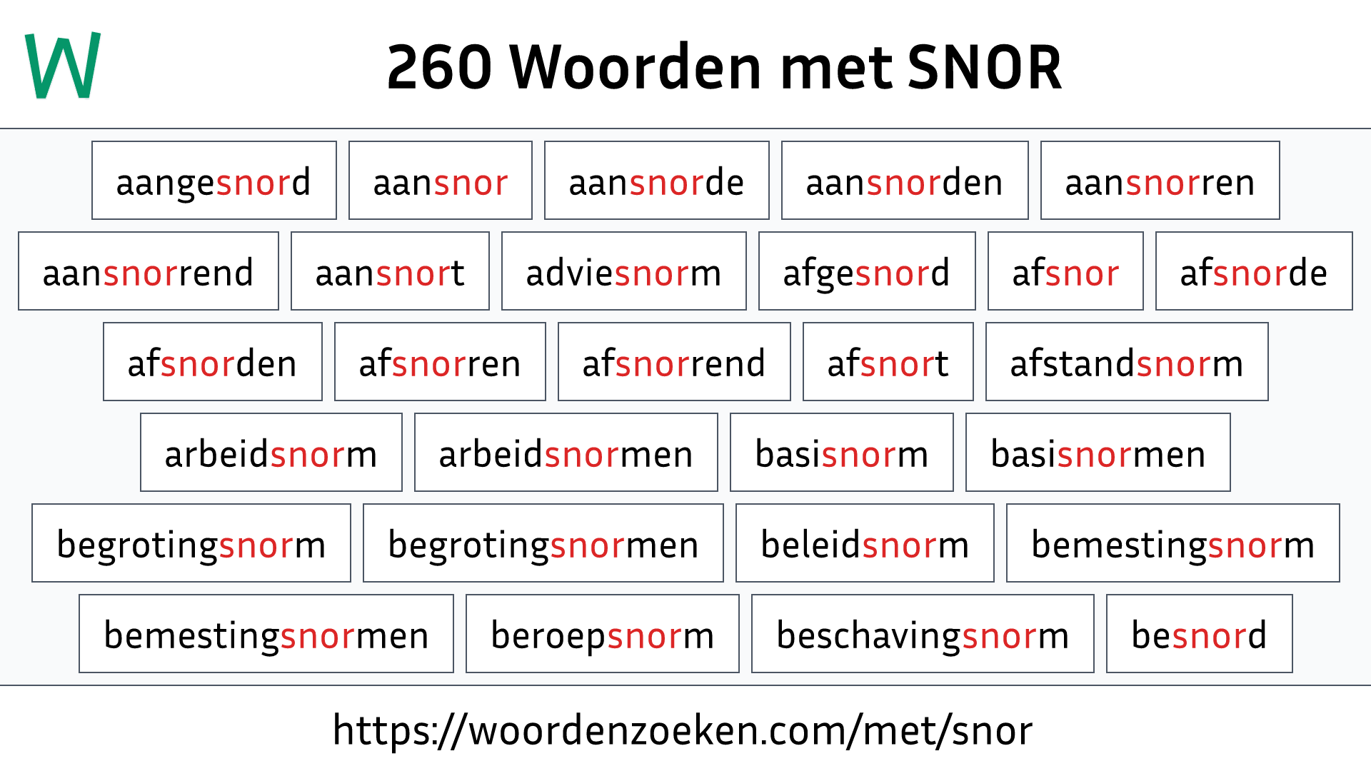 Woorden met SNOR