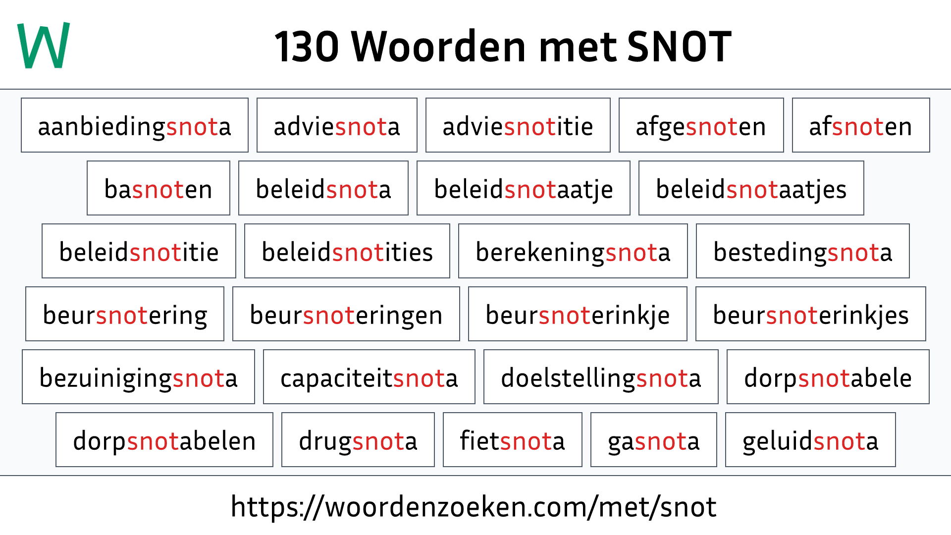 Woorden met SNOT